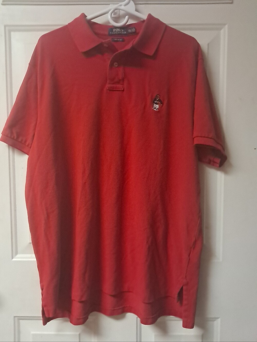 Polo Ralph Lauren Mens Custom Fit XXL Polo Bear Pullover Polo Shirt. Red